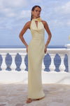 ESTELLE COWL HALTER MAXI DRESS - BUTTERMILK