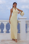 ESTELLE COWL HALTER MAXI DRESS - BUTTERMILK
