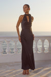 ESTELLE COWL HALTER MAXI DRESS - NOIR