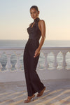 ESTELLE COWL HALTER MAXI DRESS - NOIR
