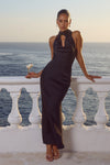 ESTELLE COWL HALTER MAXI DRESS - NOIR