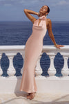ESTELLE COWL HALTER MAXI DRESS - PEACH