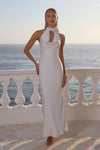 ESTELLE COWL HALTER MAXI DRESS - PEARL