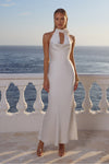 ESTELLE COWL HALTER MAXI DRESS - PEARL