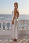 ESTELLE COWL HALTER MAXI DRESS - PEARL