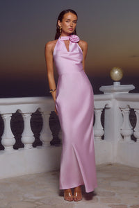 ESTELLE COWL HALTER MAXI DRESS - PETAL