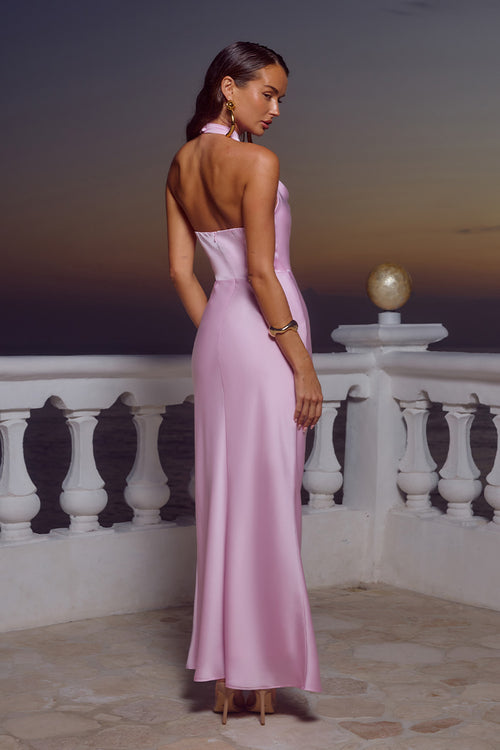 ESTELLE COWL HALTER MAXI DRESS - PETAL