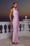 ESTELLE COWL HALTER MAXI DRESS - PETAL