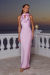 ESTELLE COWL HALTER MAXI DRESS - PETAL