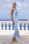 ESTELLE COWL HALTER MAXI DRESS - SKY BLUE