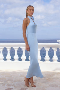 ESTELLE COWL HALTER MAXI DRESS - SKY BLUE
