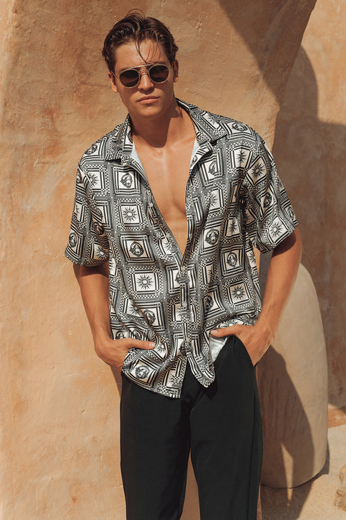 EZRA SHIRT - SAND/BLACK