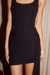 FELIX TIE FRONT MINI DRESS - BLACK