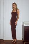 FRANCA HALTER MIDI DRESS - BITTER CHOCOLATE