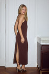 FRANCA HALTER MIDI DRESS - BITTER CHOCOLATE