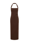 FRANCA HALTER MIDI DRESS - BITTER CHOCOLATE