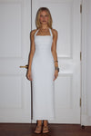 FRANCA HALTER MIDI DRESS - WHITE