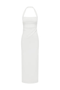FRANCA HALTER MIDI DRESS - WHITE