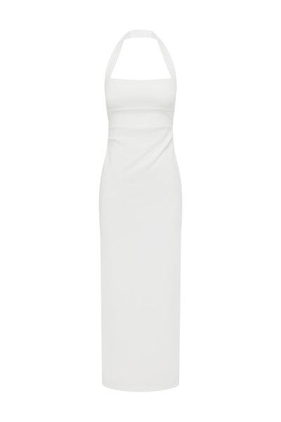 FRANCA HALTER MIDI DRESS - WHITE