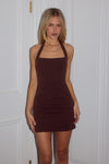 FRANCA HALTER MINI DRESS - BITTER CHOCOLATE
