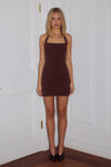 FRANCA HALTER MINI DRESS - BITTER CHOCOLATE
