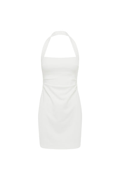FRANCA HALTER MINI DRESS - WHITE