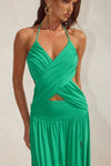 GENIA CROSS FRONT MAXI DRESS - EMERALD