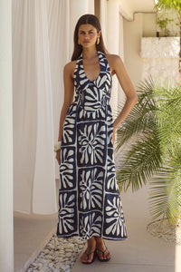 HENRIETTA MIDI DRESS - PIRAH NAVY