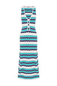 HUBERT MIDI DRESS - BLUE MULTI