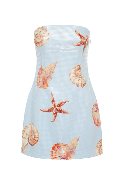 IBIZA MINI DRESS - ICE BLUE SEASHELL