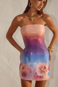 IBIZA STRAPLESS SEQUIN MINI DRESS - NADIA PINK OMBRE