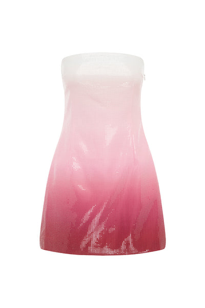 IBIZA STRAPLESS SEQUIN MINI DRESS - STRAWBERRY SHORTCAKE OMBRE