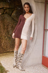 ILANA MINI DRESS - CHOCOLATE/CREAM