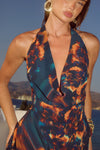 IMALI HALTER COWL MINI DRESS - VALINA ORANGE