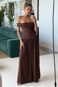 MANALLA MAXI DRESS - BROWN
