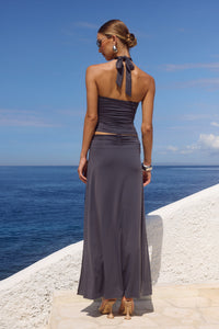INDIANA KEYHOLE HALTER TOP - SLATE