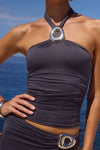 INDIANA KEYHOLE HALTER TOP - SLATE