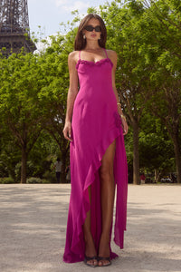 JIONNI RUFFLE MAXI DRESS - BERRY