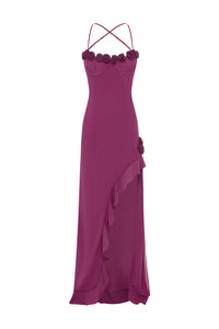 JIONNI RUFFLE MAXI DRESS - BERRY