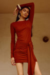 JUDAH SLEEVED MINI DRESS - RED