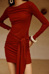 JUDAH SLEEVED MINI DRESS - RED