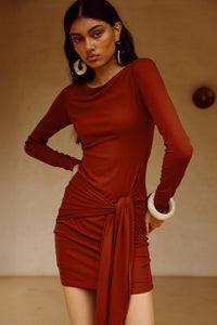 JUDAH SLEEVED MINI DRESS - RED