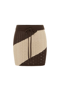 JULIE MINI SKIRT - SAND/CHOCOLATE