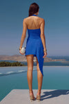 JUSTINA SQUARE NECK MINI DRESS - SAPPHIRE