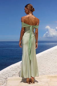 KADIE OFF SHOULDER MAXI DRESS - KEY LIME