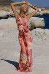 KAELI TIE FRONT HALTER MAXI DRESS - KAELI BERRY