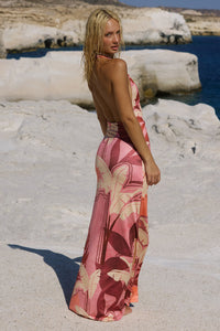 KAELI TIE FRONT HALTER MAXI DRESS - KAELI BERRY