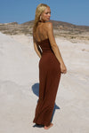 KAMILLA KEYHOLE TWIST MAXI DRESS - CHOCOLATE
