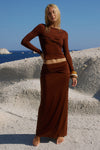 KAMILLA TWIST LONG SLEEVE TOP - CHOCOLATE