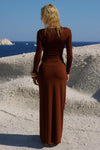 KAMILLA TWIST LONG SLEEVE TOP - CHOCOLATE